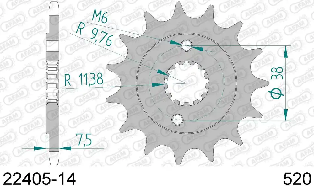 Kawasaki ksf 400 kfx400 400 pignone afam 22405-14 passo 520 2003 2006 Affare