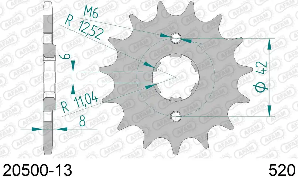 Solo Oggi Honda xr 250 r 250 pignone afam 20500-13 passo 520 1981 1983
