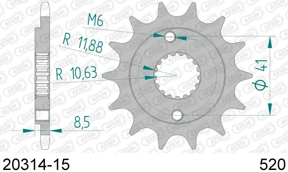Honda xr 400 r 400 pignone afam 20314-15 passo 520 1996 2005 Spedito Oggi