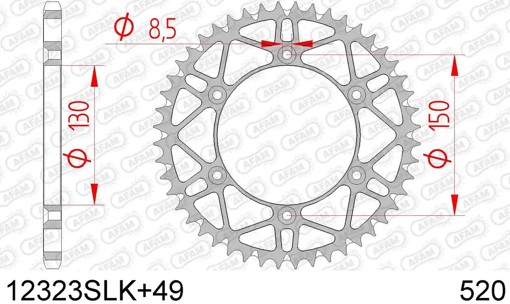 Yamaha yz 450 f 450 corona afam 12323slk+49 in acc. passo 520 2006 2014 Prezzo Basso
