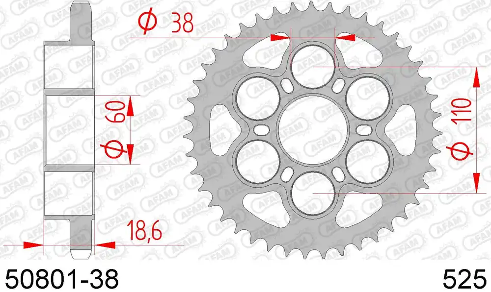 Nuovo Arrivo Ducati 1098 1098 corona afam 50801-38 in acc. passo 525 2007 2008