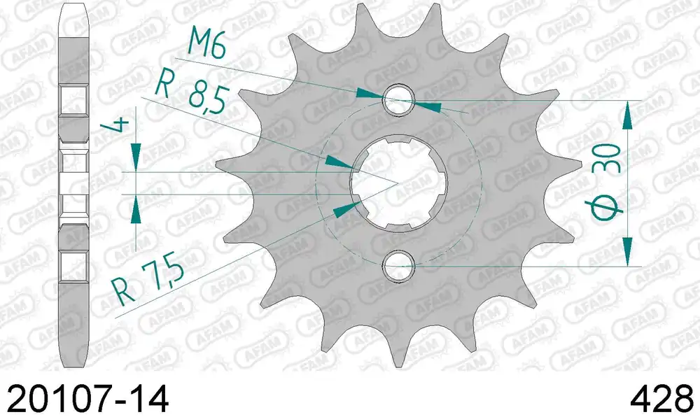 Compra Oggi Stesso Honda crf 100 f 100 pignone afam 20107-14 passo 428 2004 2013