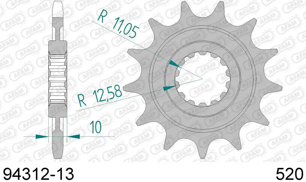 Ultimissimo Modello Gas gas ec 250 enduro 250 pignone afam 94312-13 passo 520 1996 1996