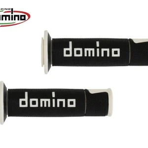 Vendita Finale A450 COPPIA MANOPOLE NERO / BIANCO RACING DOMINO UNIVERSALI-