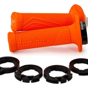 Super Prezzo COPPIA MANOPOLE D-LOCK ARANCIO CHIUSE D100 LOCK ON / CON GHIERE DOMINO UNIVERSALI-
