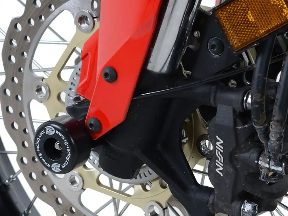 COPPIA PROTEZIONI PERNO RUOTA ANTERIORE R&G KTM 690 DUKE IIII 2012-2014- Spedizione Gratuita