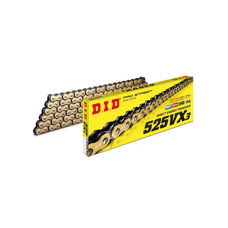 CATENA DID 525VX3 (Gold & Black) - Lunghezza: 124 maglie con giunto a rivetto (ZJ) Offerta Speciale