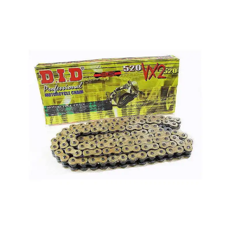 Prezzo Conveniente CATENA DID 520VX2 (Gold & Black) - Lunghezza: 76 maglie con giunto a clip (FJ)