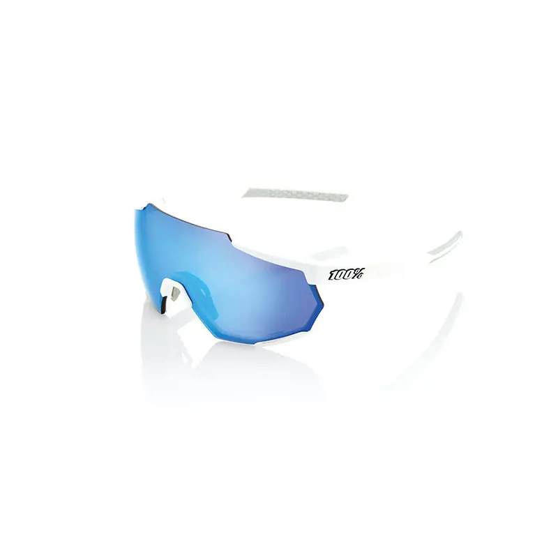 OCCHIALI DA SOLE 100% RACETRAP - MATTE WHITE - LENTI HIPER MULTISTRATO A SPECCHIO BLU Quantità Limitata
