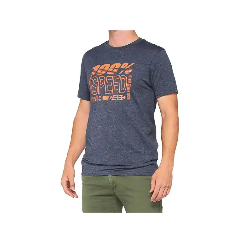 T-SHIRT 100% TRADEMARK NAVY HEATHER (TAGLIA L) Popolare