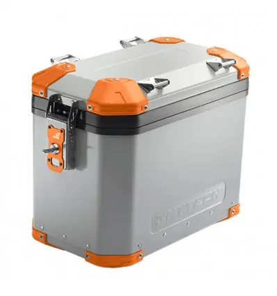 Valigia laterale MyTech Model-X da 39 litri argento-Arancio Compra Oggi Stesso