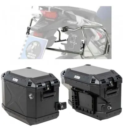Must-Have Set completo telai laterali e valige nere Hepco & Becker Cutout per HD Pan America-