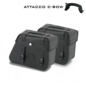 Direttamente Dal Produttore Valigie laterali in pelle Hepco & Becker Rugged nere 24 litri attacco C-Bow-