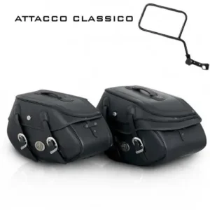 Promozione Valigie laterali in pelle Hepco & Becker Buffalo 30 litri nere attacco classico-