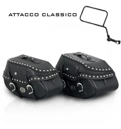 Valigie laterali in pelle Hepco & Becker Buffalo Custom 30 litri nere attacco classico- Prezzo Scontato