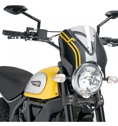 Compra Online Cupolino Puig Retro trasparente Carbon look per Ducati Scrambler-