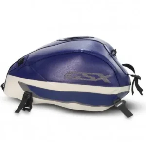 Copriserbatoio Bagster per Suzuki GSX 1400 in similpelle bianco, blu e acciaio- Offerta Del Giorno