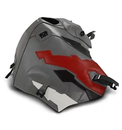 Prezzo Conveniente Copriserbatoio Bagster per Honda XRV 750 Africa Twin 93-03 in similpelle grigio acciaio, nero, rosso e bianco-