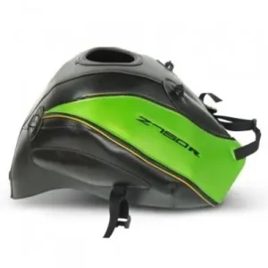 Bestseller Copriserbatoio Bagster per Kawasaki Z750 R 11-13 in similpelle nero, verde madreperla e giallo oro-