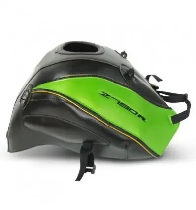 Bestseller Copriserbatoio Bagster per Kawasaki Z750 R 11-13 in similpelle nero, verde madreperla e giallo oro-