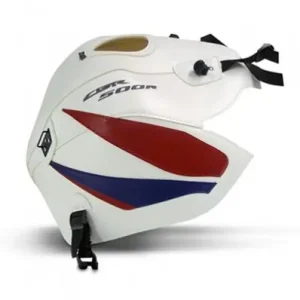 Copriserbatoio Bagster per Honda CBR500 R 13-15 in similpelle bianco con triangoli blu baltico e rosso- Acquista Ora