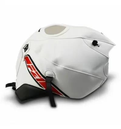Compra Online Copriserbatoio Bagster per Yamaha FZ1 NAKED 06-13 in similpelle bianco con triangolo rosso enero-