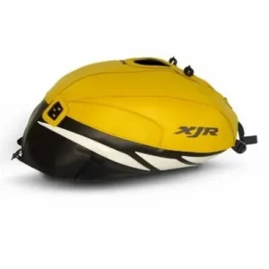 Esclusivo Copriserbatoio Bagster per Yamaha XJR 1300 02-14 similpelle giallo surf, nero e triangolo bianco-