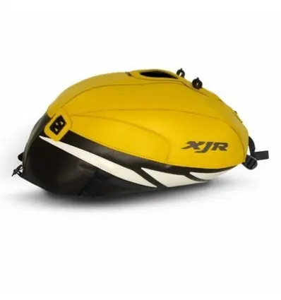 Esclusivo Copriserbatoio Bagster per Yamaha XJR 1300 02-14 similpelle giallo surf, nero e triangolo bianco-