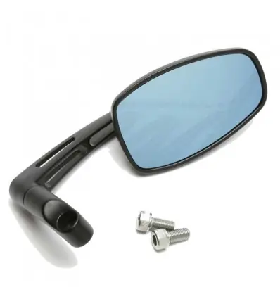 Più Venduto Specchio Daytona basso da manubrio nero con vetro azzurrato-