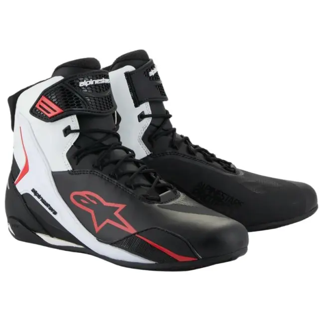 Spedito Oggi Scarpe da moto Alpinestars Faster 4 nero, bianco e inserti rossi-41