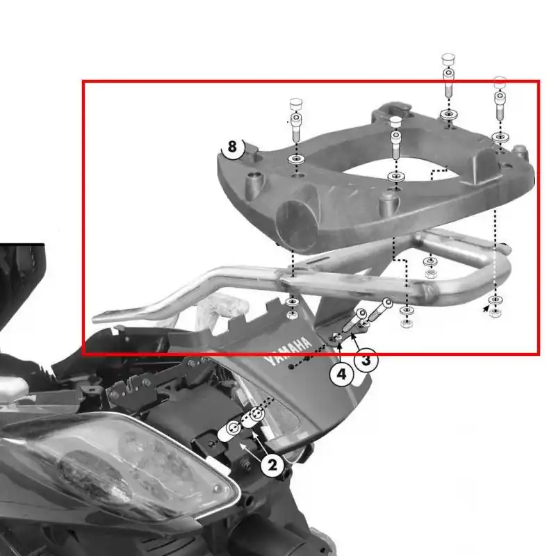 Attacco e piastra per bauletti MONOKEY | MBK e Yamaha Must-Have