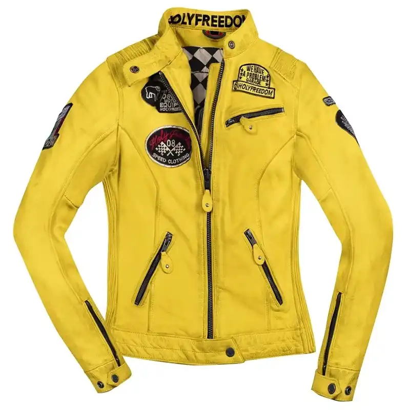 Giacca Pelle Donna Holyfreedom giallo-S Nuova Collezione