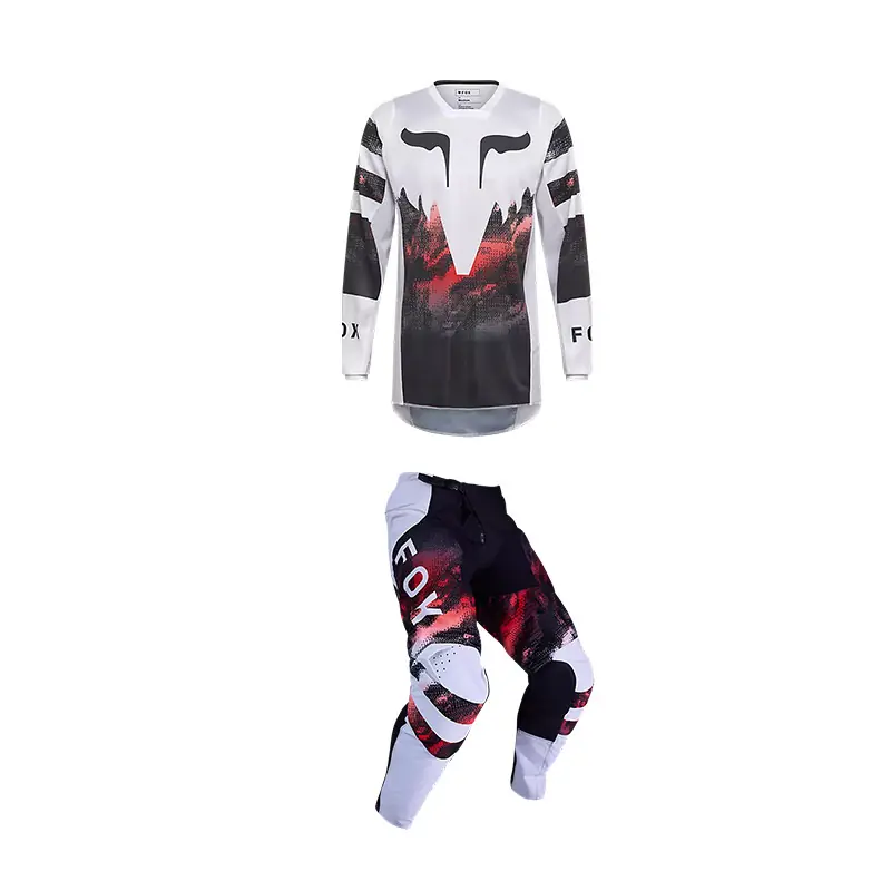 Completo Fox 180 Kairos bianco rosso fluo-M-30 Nuova Collezione