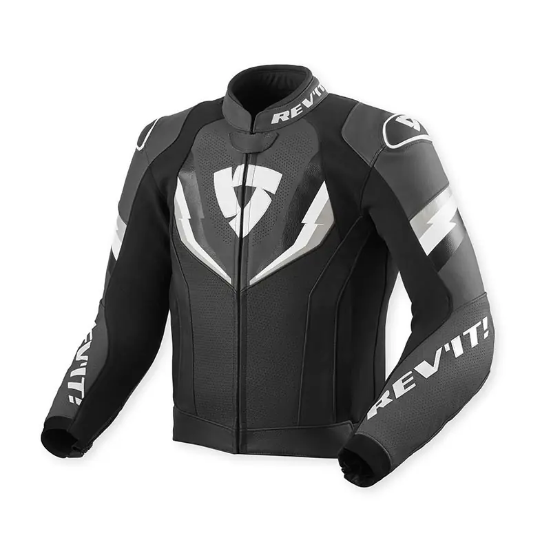 Giacca Pelle Rev'It Quantum 3 nero antracite-46 Offerta Lampo