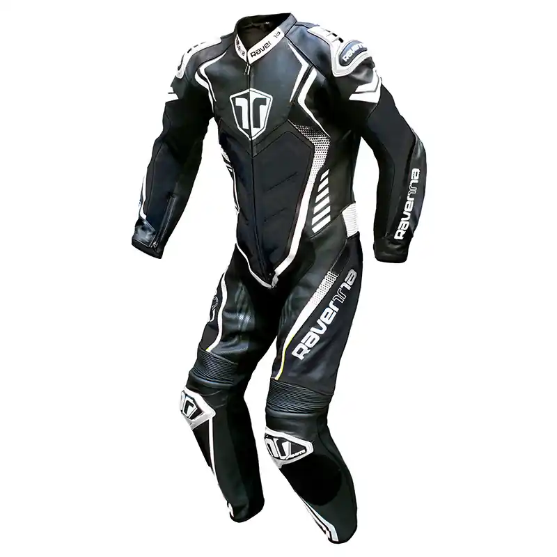 Tuta Pelle Ravenna Racing nero bianco-2XL Esclusivo