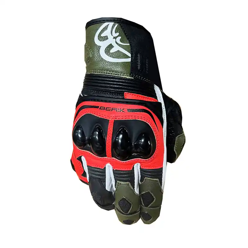 Occasione Imperdibile Guanti Pelle Berik Sprint 2.0 verde rosso-XS