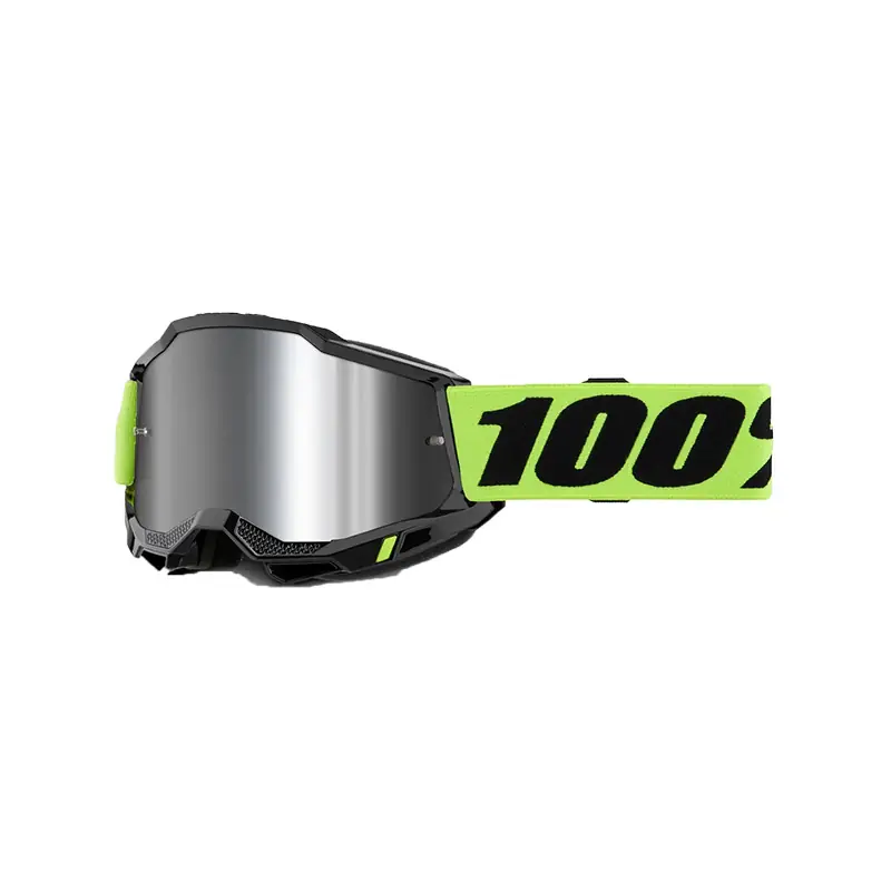 Maschera 100% Accuri 2 Neon Giallo specchiato argento- Promo Stagionale