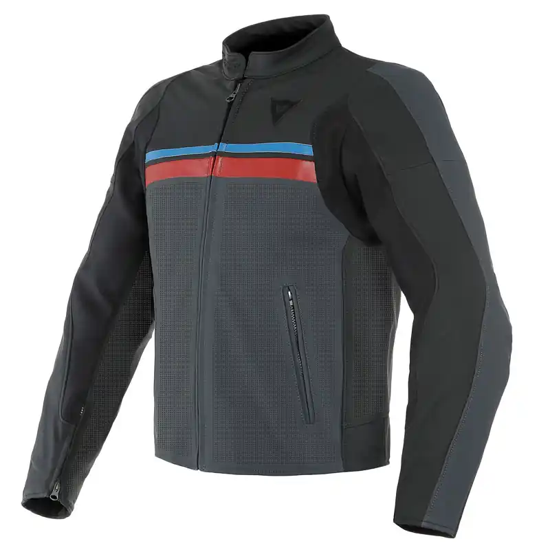 Occasione Imperdibile Giacca In Pelle Traforata Dainese HF 3 nero rosso blu-56