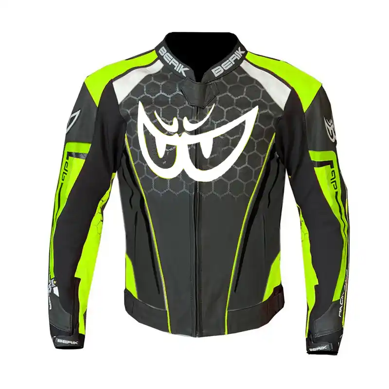 Giacca Pelle Berik 191320 nero bianco giallo fluo- Vendita Finale