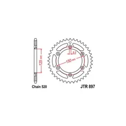 JTR897 Rear Sprocket - 520 Pitch 50 Teeth Di Tendenza