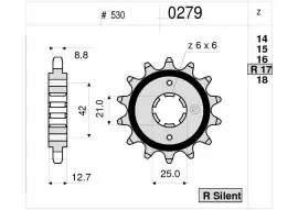 Pignone OgniBene Passo 530 Z 17 Denti - 36.0279.017 Spedizione Espresso