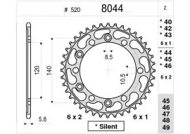Novità CORONA ACCIAIO # 520 Z 44 PROF. KAWASAKI 250 - 368044044