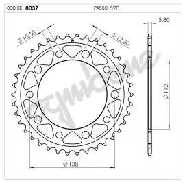 Promozione Corona Trasmissione in Acciaio OgniBene Passo 520 Z 43 Denti - 36.8037.043