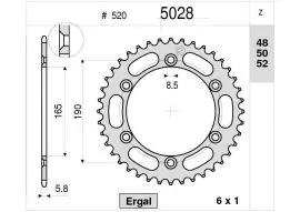 Spedizione Espresso Corona Trasmissione Off Road OgniBene Passo 520 Z 50 Denti - 36.5028.150