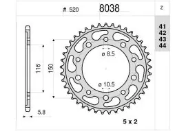 Ordina Subito Corona Trasmissione in Lega OgniBene Passo 520 Z 42 Denti - 36.8038.342