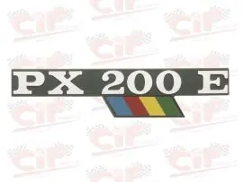 TARGHETTA "PX 200 E" C/BANDIERINA X COFANO LATERALE VESPA - CIF - 5792 Solo Oggi