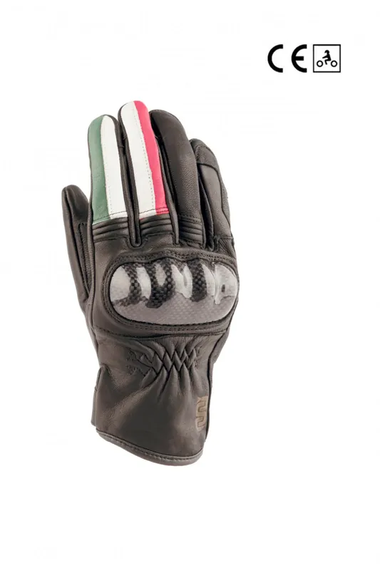 OJ Guanti in morbida pelle con protezione in carbonio e look tricolore Consegna Rapida