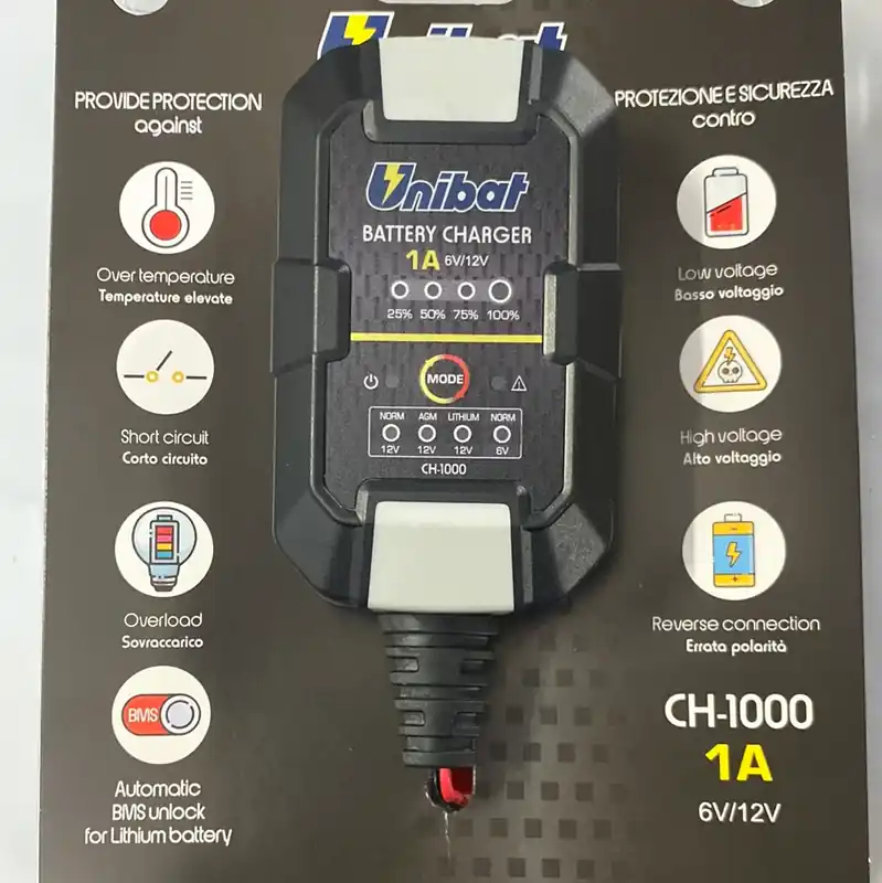 Unibat carica batterie per Batterie Piombo, AGM, Litio con BMS, 6V/12V 1A Compra Adesso
