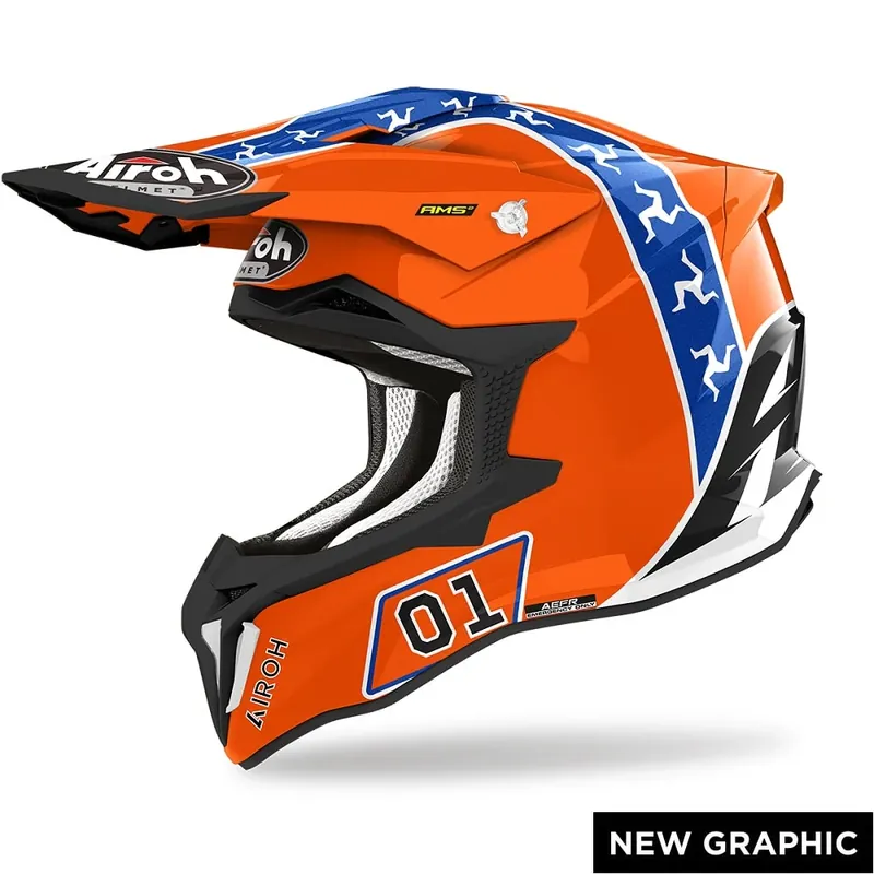 AIROH STRYCKER Casco Moto Cross enduro grafica HAZZARD Direttamente Dal Produttore