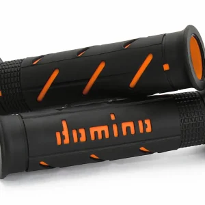 DOMINO coppia manopole Road-Racing 120mm/125mm in gomma Nero-Arancione, terminale aperto Offerta